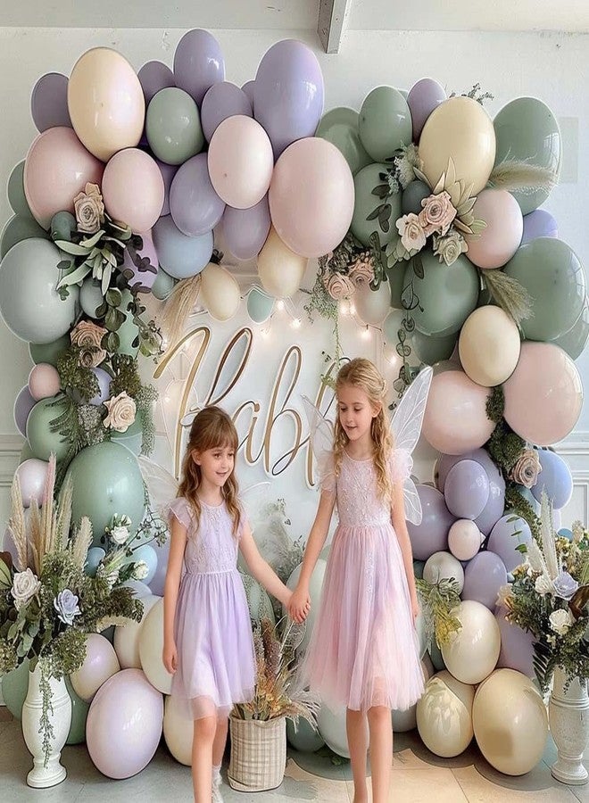 Partycus Dusty Green Purple Pink Balloon Arch Kit Double Stuffed, Lavender Light Sage Green Ivory Blush Pastel Balloon Garland for Baby Shower Birthday Wedding Flower Valentines Day Party Decoration - Image 2